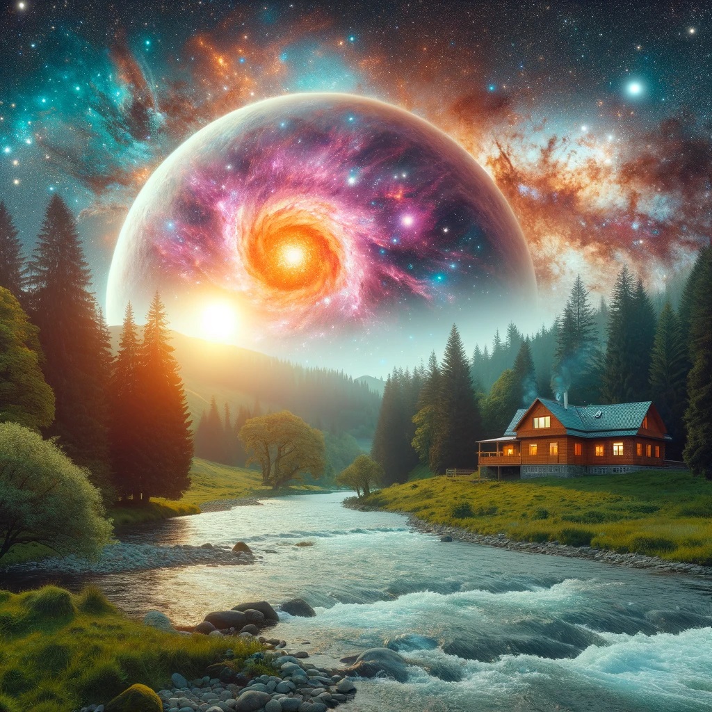 DALL·E 2025-03-27 20.53.06 - A peaceful house situated between a flowing river and a dense for...jpg
